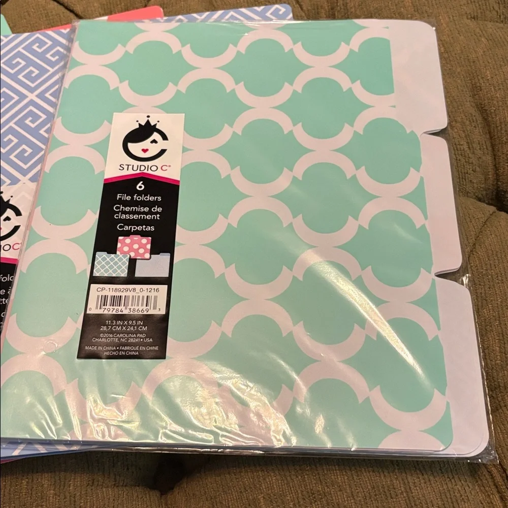 Studio C “The Pattern Play” Collection 3 2-pkt poly folders and 6 file folders.